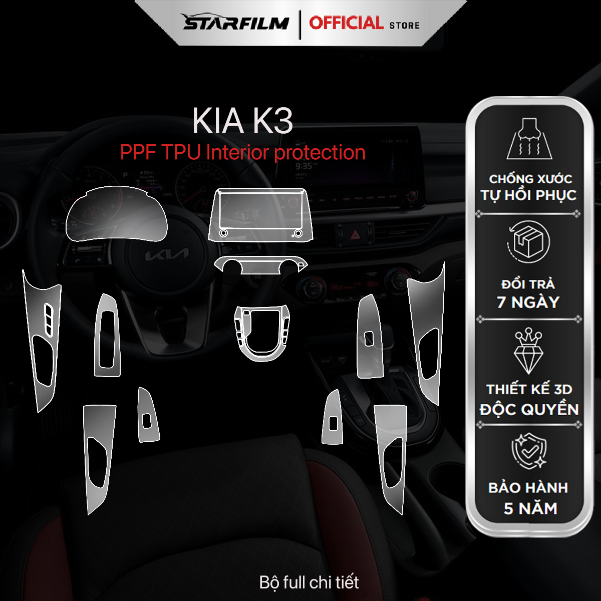 KIA K3 2022 PPF TPU chống xước tự hồi phục STAR FILM (Bộ full)